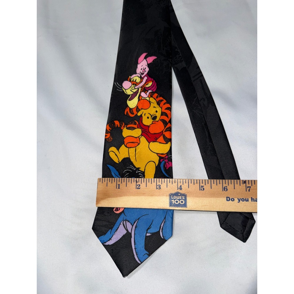 Disney Winnie the Pooh Tigger Eeyore Piglet Black Silk Feel Polyester‎ Necktie